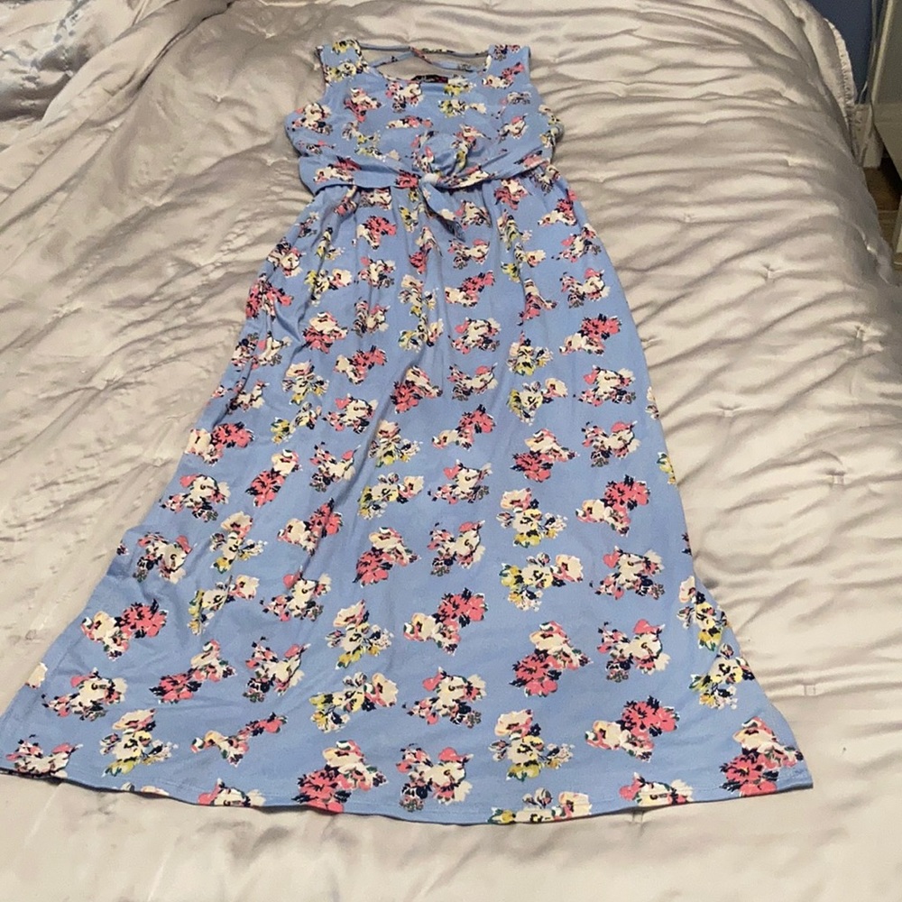 blue dress with flowers